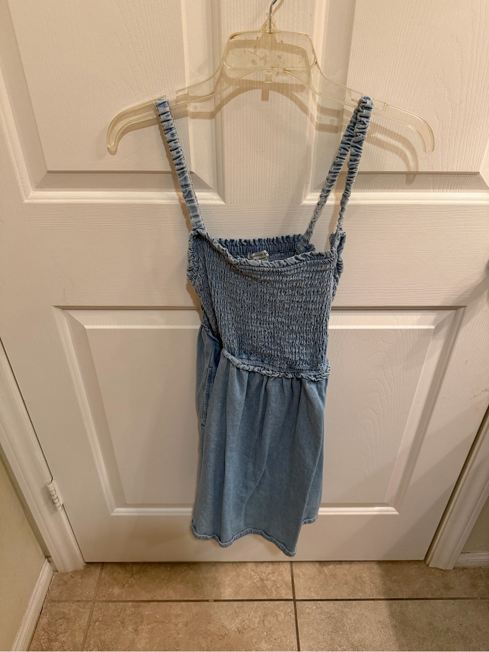 American Eagle Outfitters Light Blue Denim Smocked Sundress
